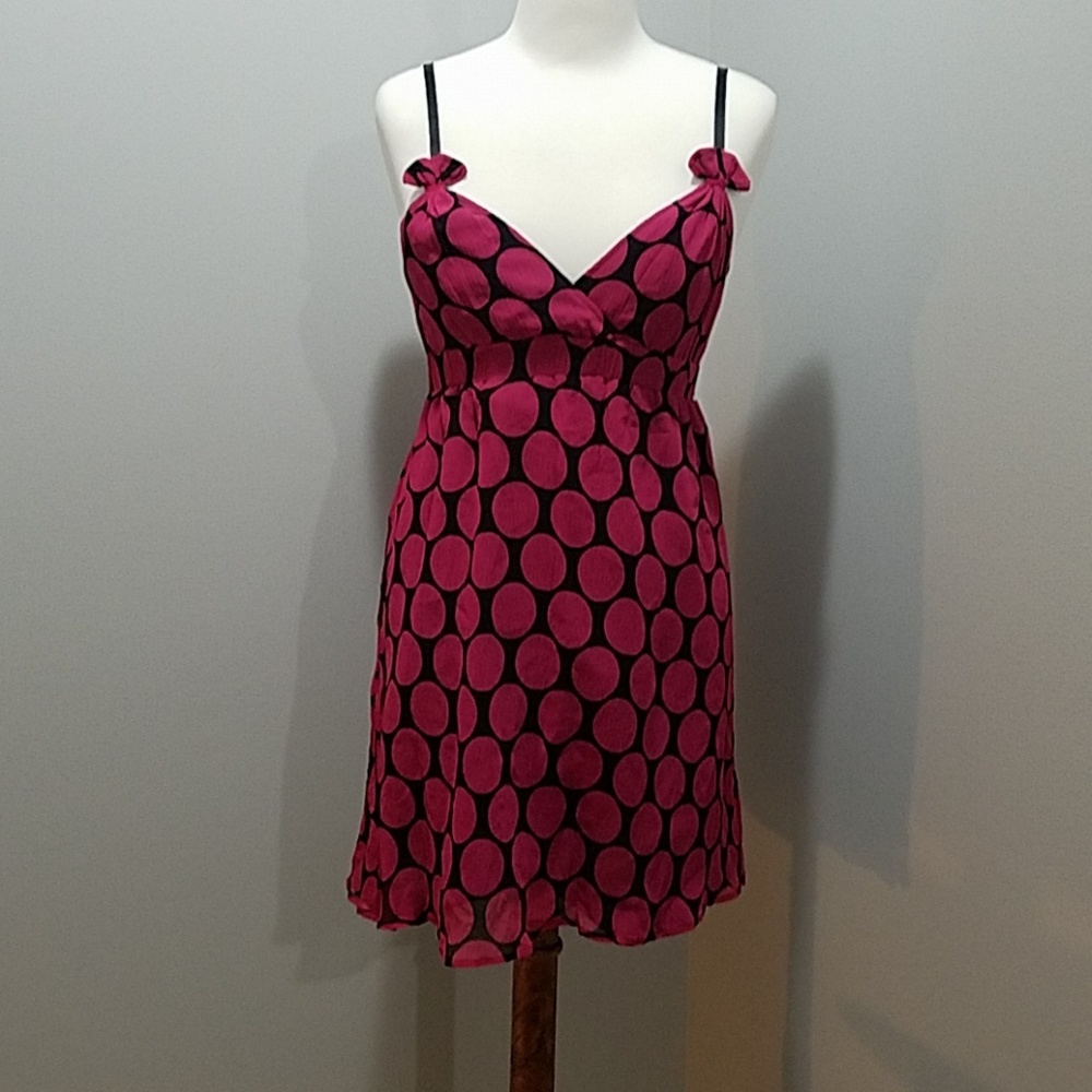 Express 100% silk pink polka dot dress